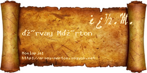 Árvay Márton névjegykártya
