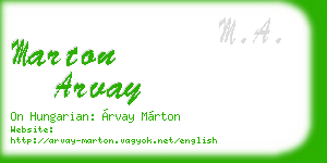 marton arvay business card
